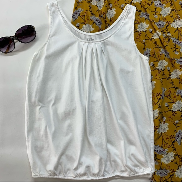 LOFT Tops Ann Taylor Loft Womens White Shirt Tank Top With Elastic